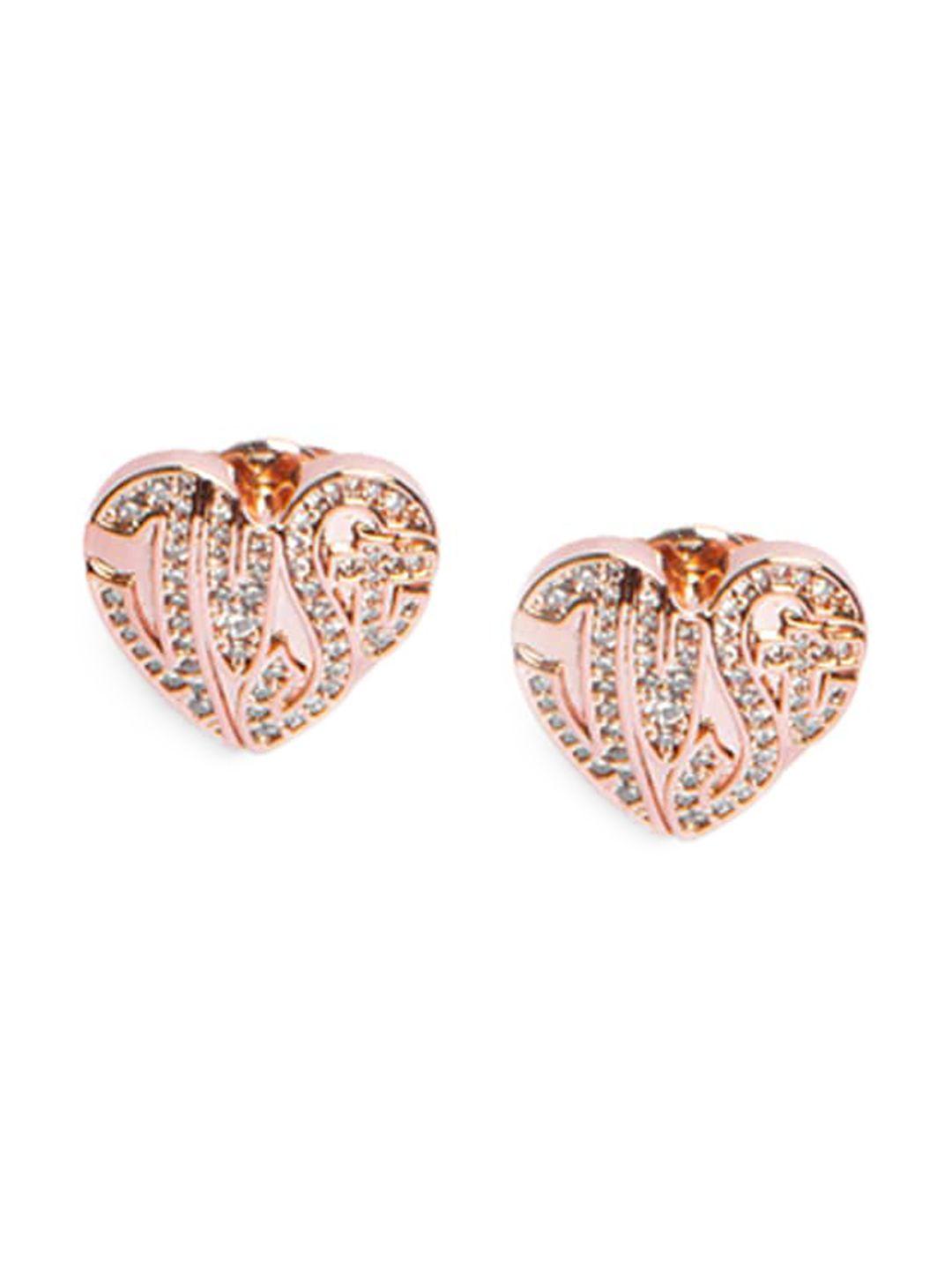just cavalli rose gold plated heart shaped studs earrings
