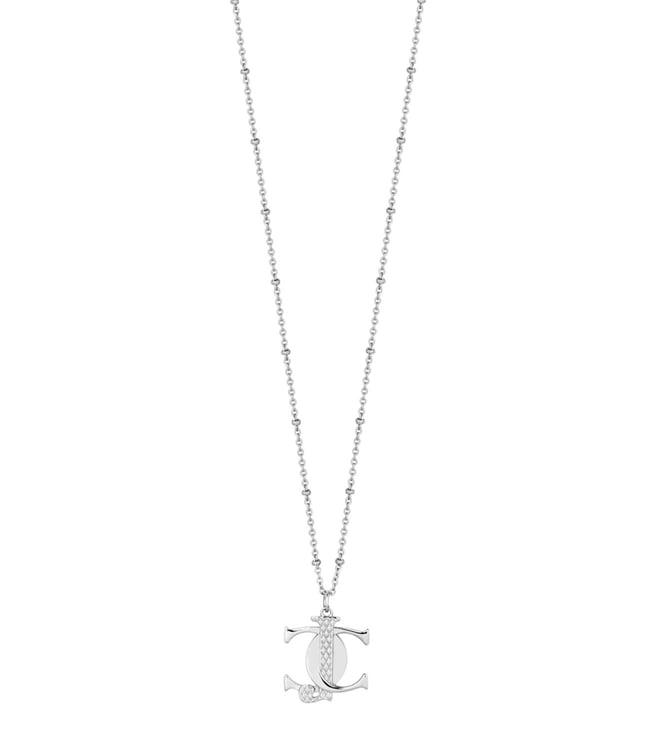 just cavalli silver linea logo 3 necklace