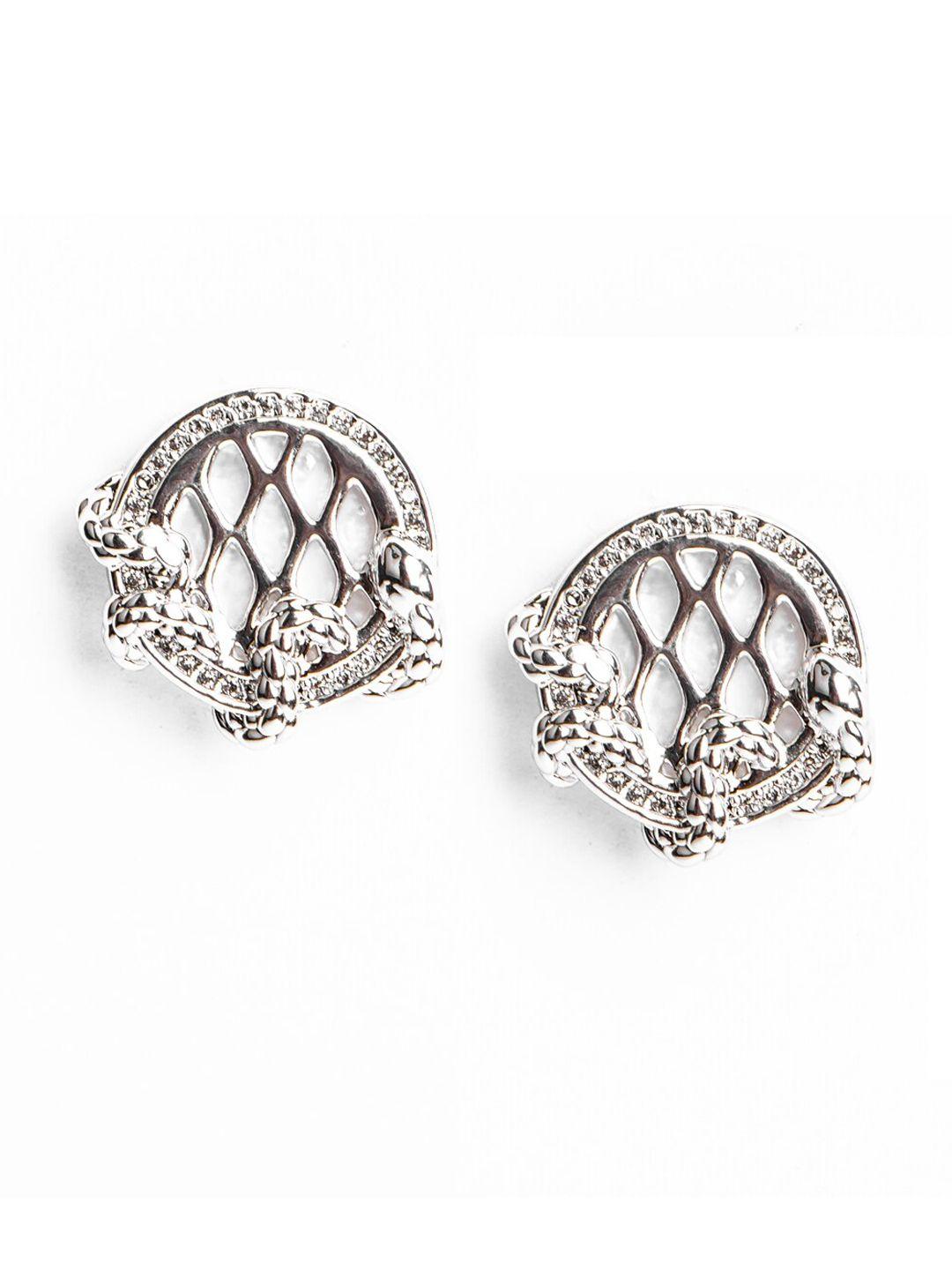 just cavalli silver-plated contemporary studs earrings