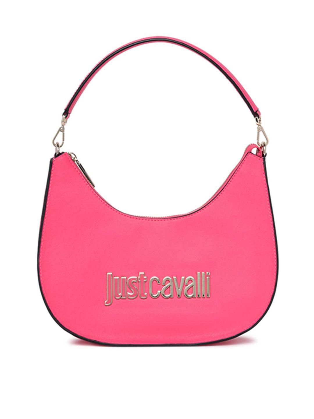just cavalli structured leather hobo bag