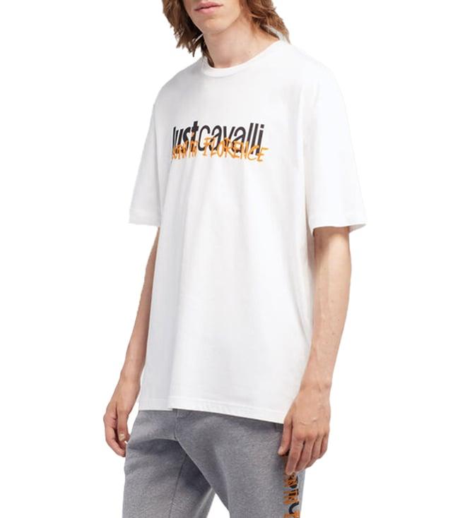 just cavalli white fashion logo regular fit t-shirt