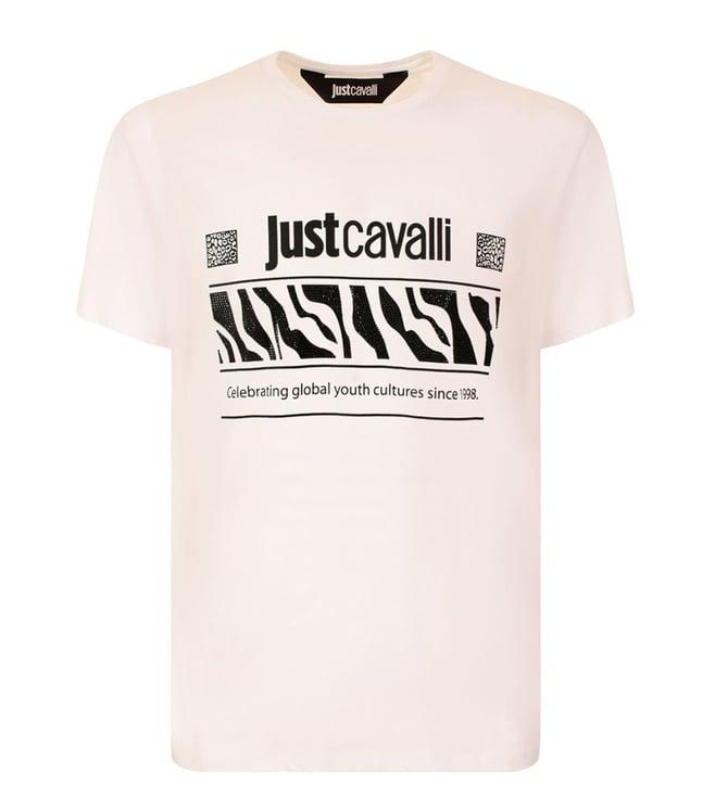 just cavalli white fashion logo slim fit t-shirt