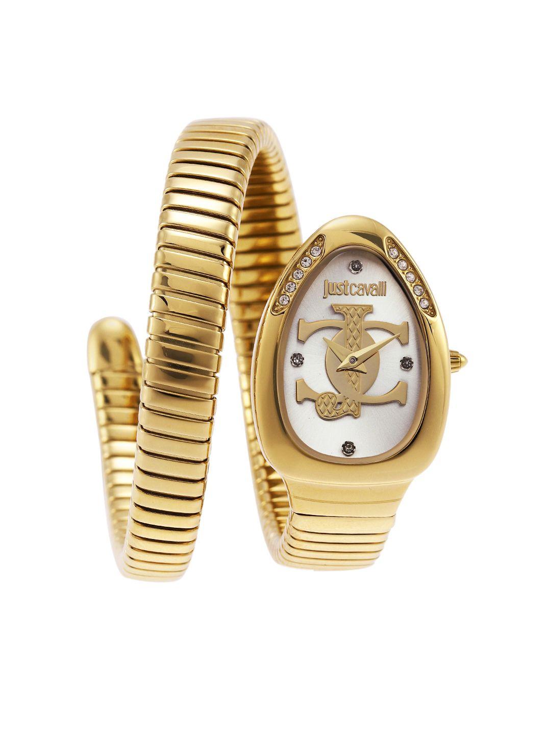 just cavalli women embellished & stainless steel wrap around analogue watch jc1l227m0035