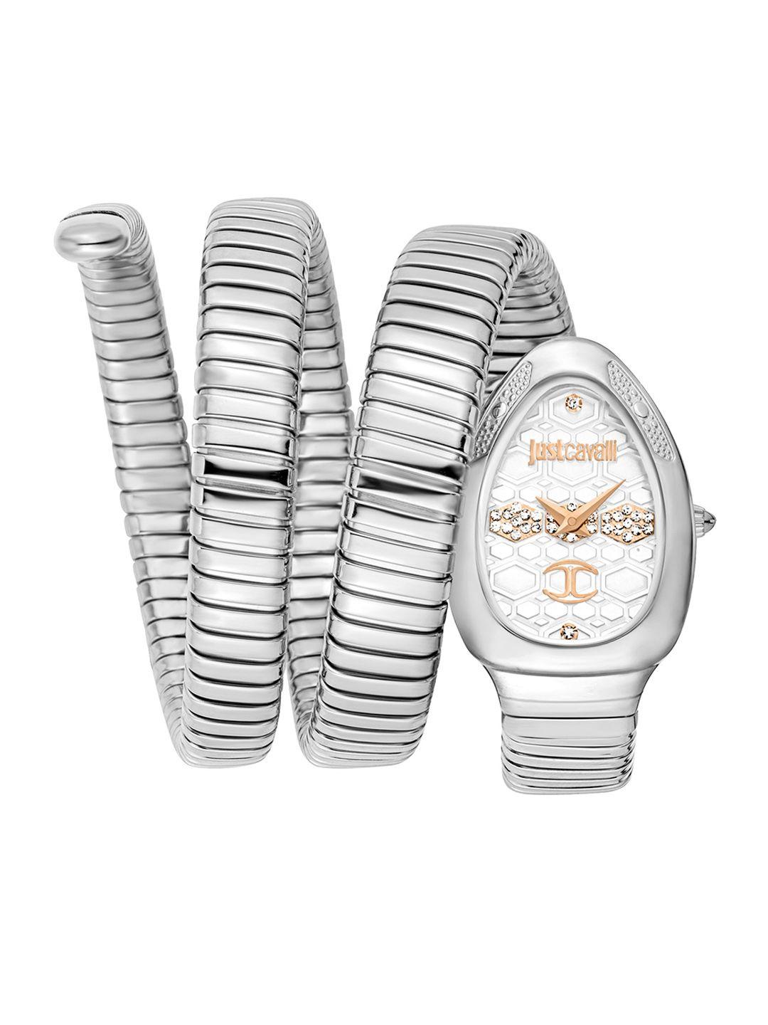 just cavalli women oval stainless steel analogue watch jc1l232m0015