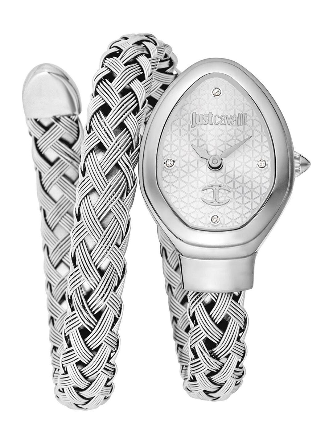 just cavalli women oval stainless steel analogue watch jc1l264m0015