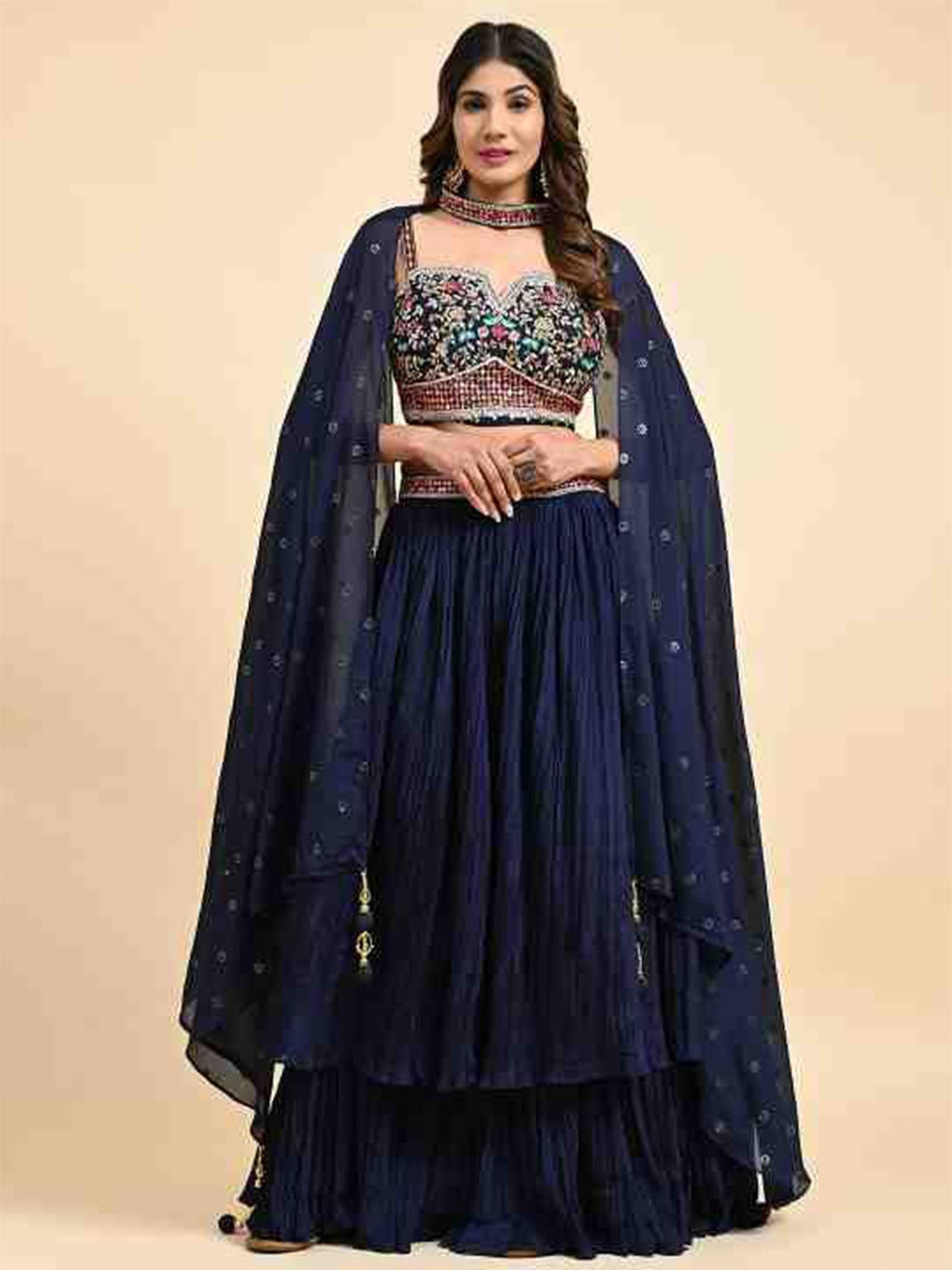 just fashion embroidered thread work ready to wear lehenga & blouse with dupatta