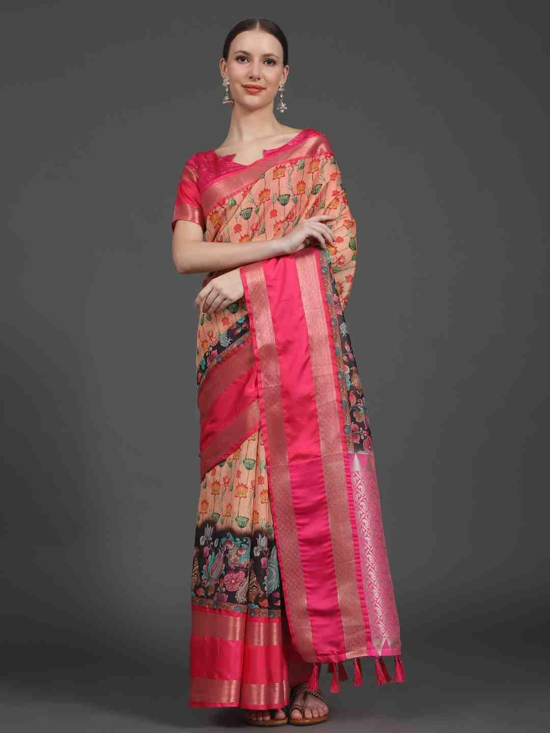 just fashion ethnic motifs woven design zari art silk kanjeevaram saree