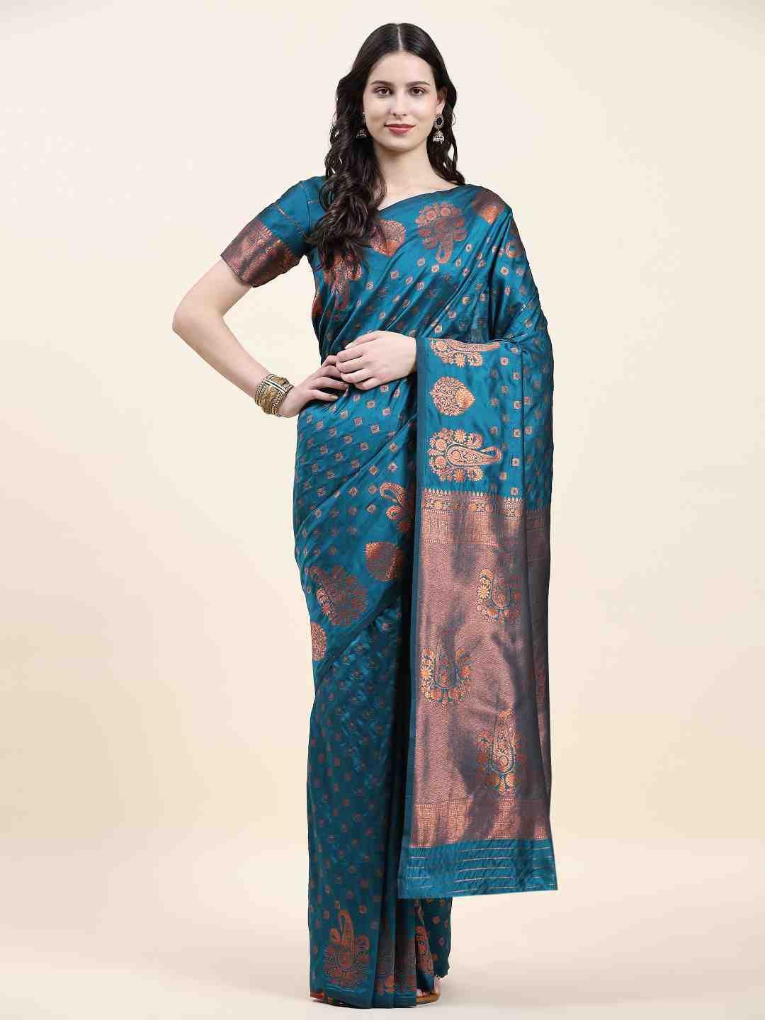 just fashion ethnic motifs woven design zari banarasi saree