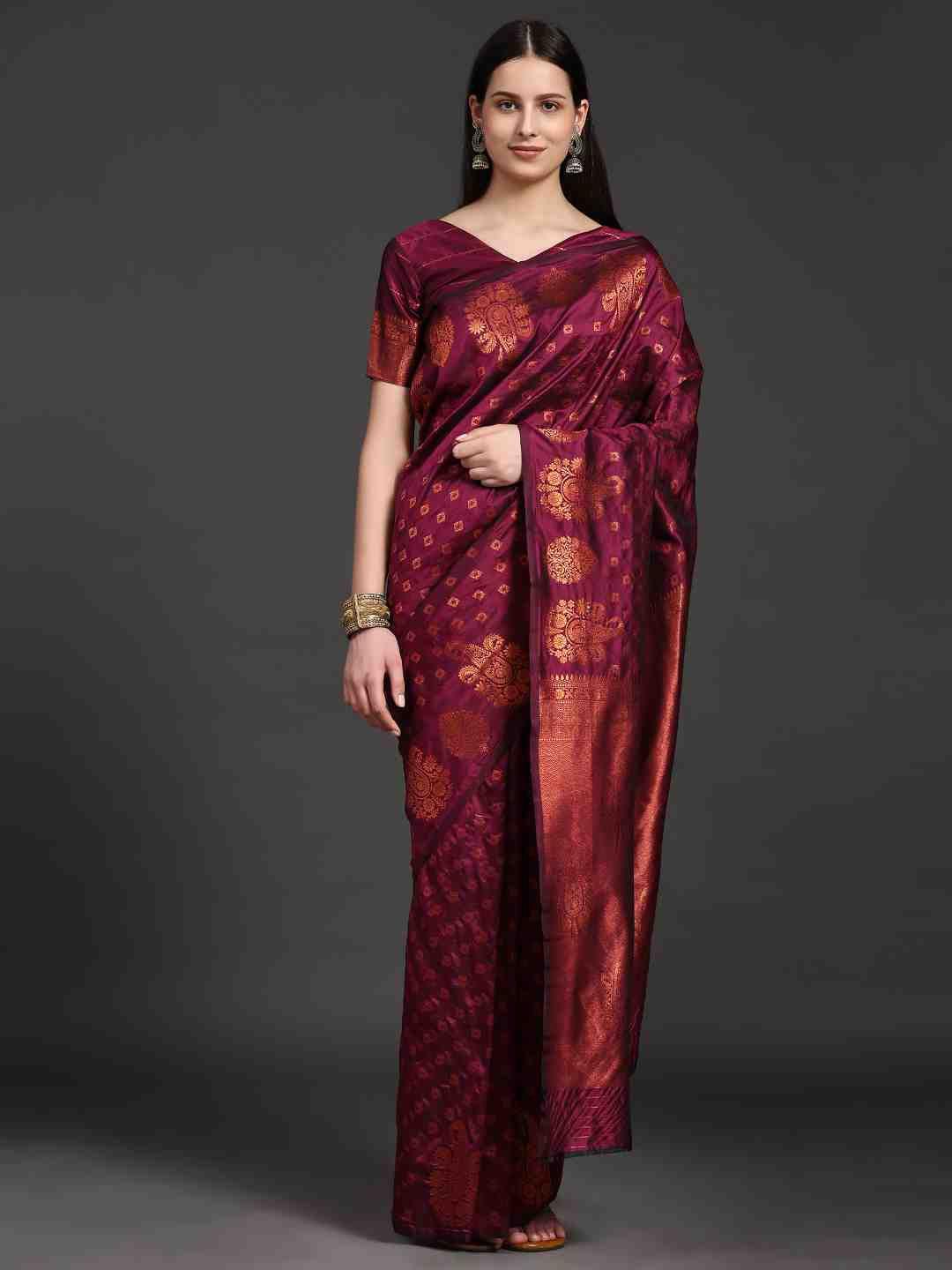 just fashion ethnic motifs woven design zari detail saree