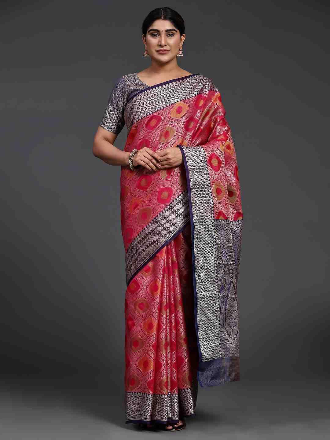 just fashion ethnic motifs woven design zari saree