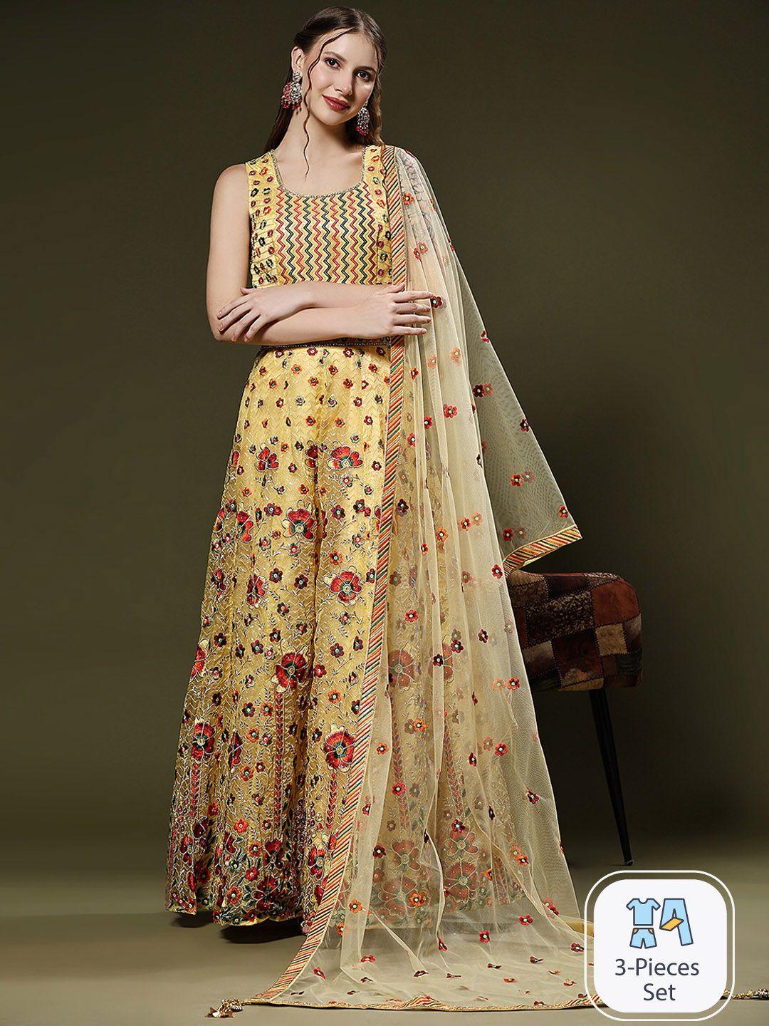 just fashion floral embroidered ethnic dress with dupatta