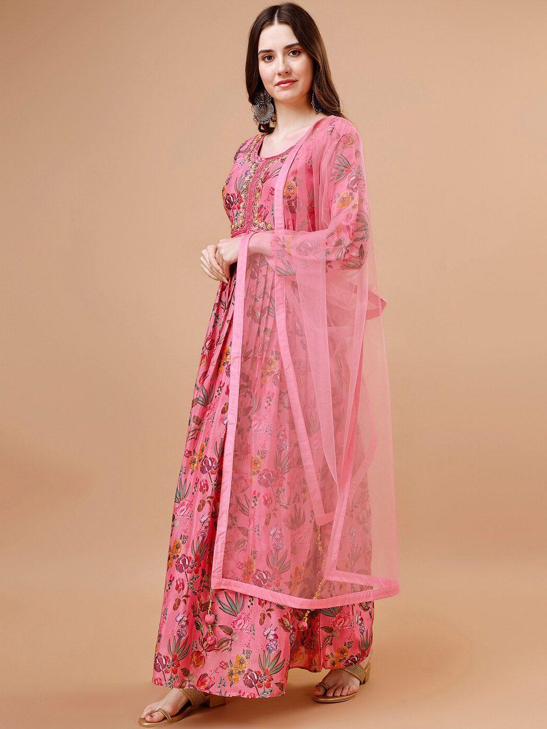 just fashion floral printed gown ethnic dress with dupatta