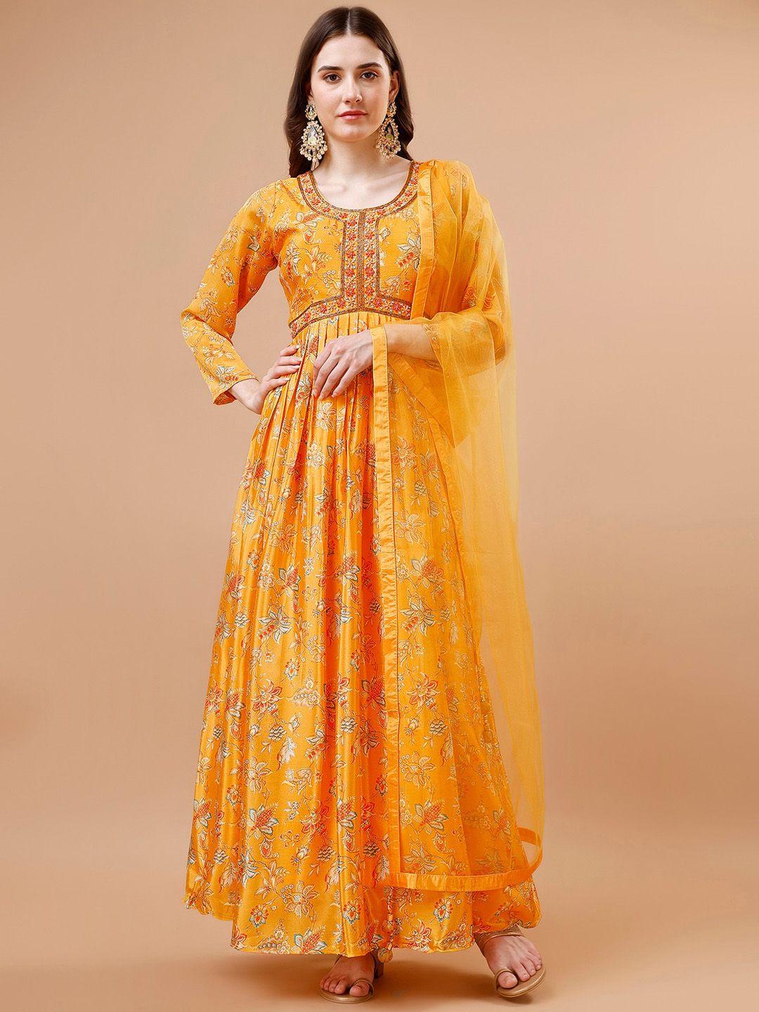 just fashion floral printed gown ethnic dress with dupatta