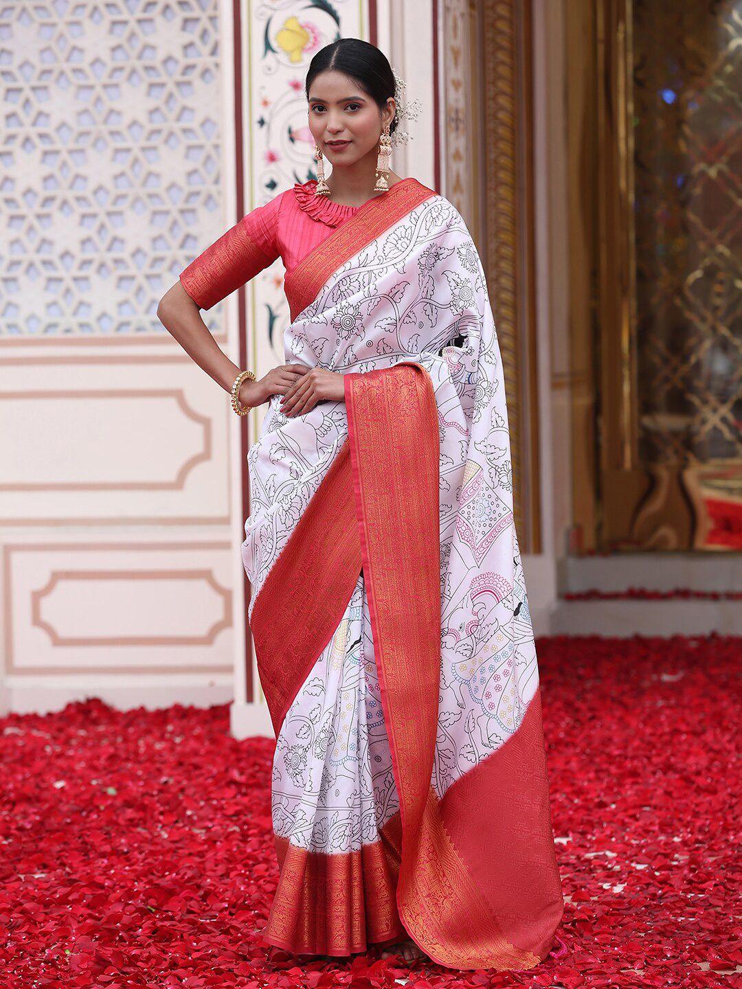just fashion floral zari art silk banarasi saree