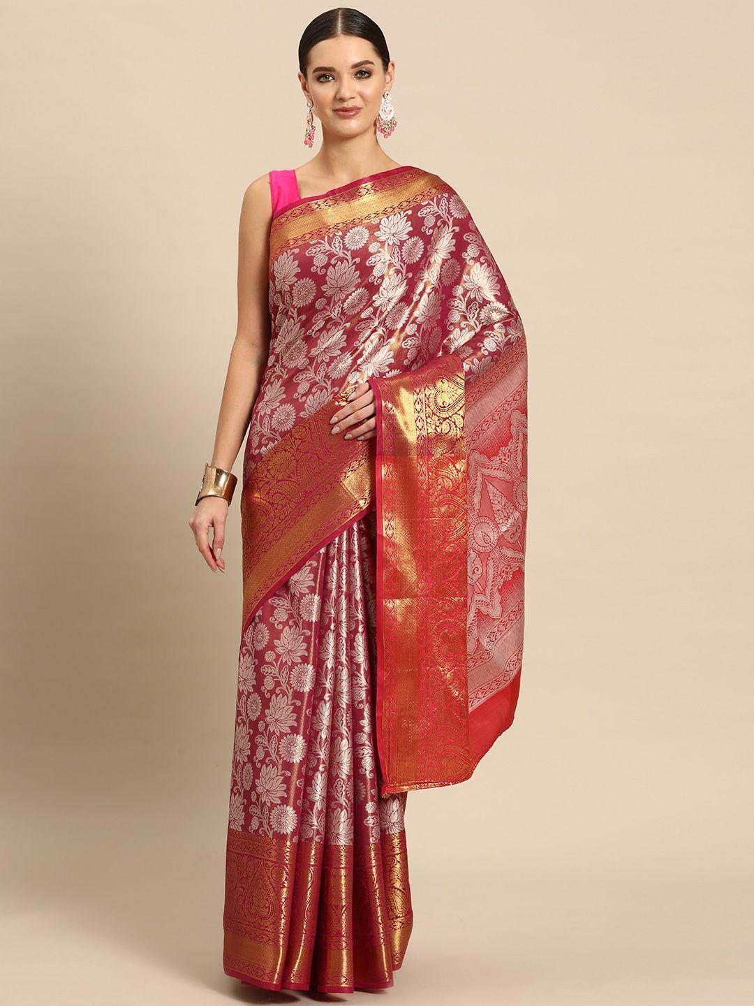just fashion floral zari art silk kanjeevaram saree