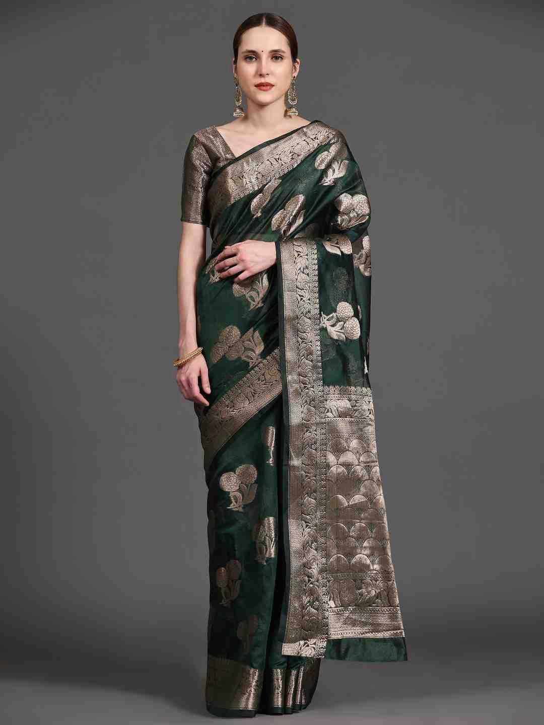 just fashion woven design zari banarasi saree