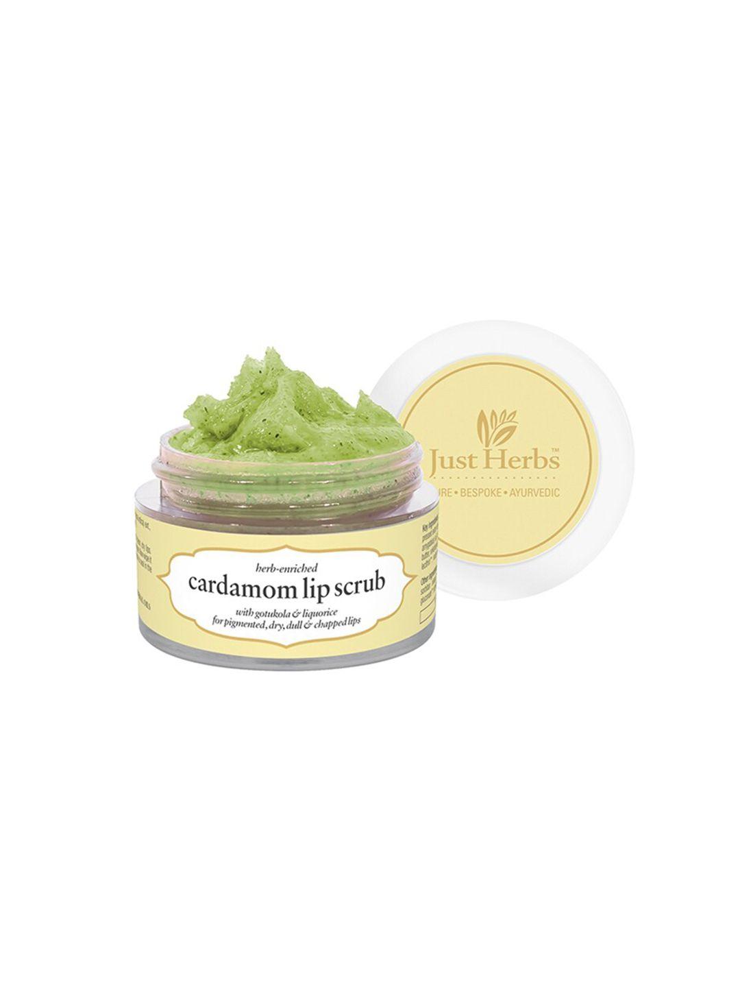 just herbs cardamom lip scrub for chapped, pigmented & dark lips, 15gm