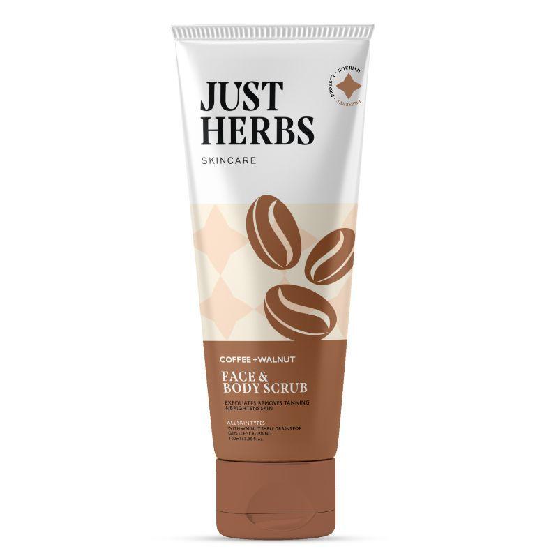 just herbs coffee & walnut exfoliating detan scrub for face and body