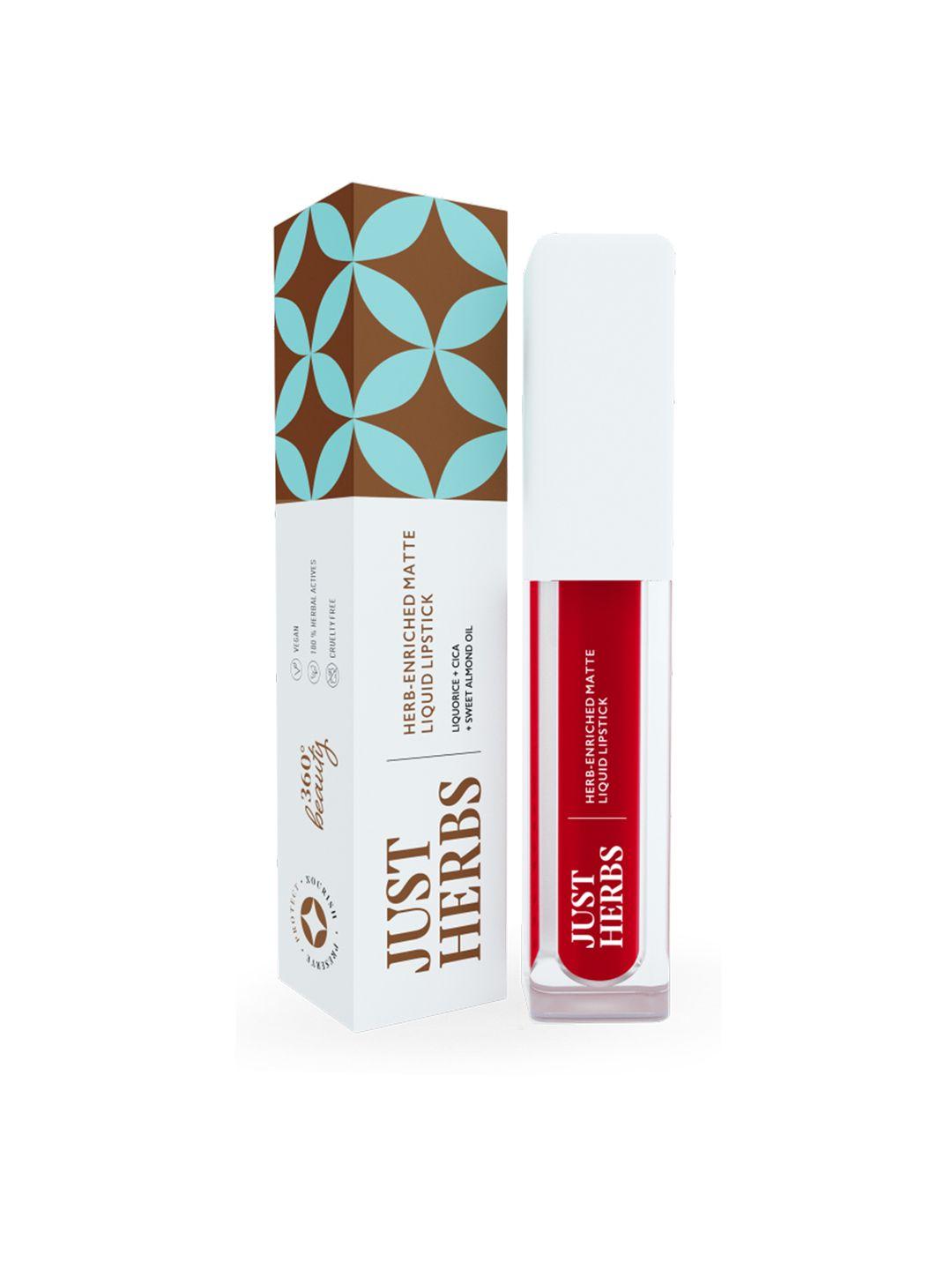 just herbs herb-enriched matte liquid lipstick 2 ml - hibiscus red 01