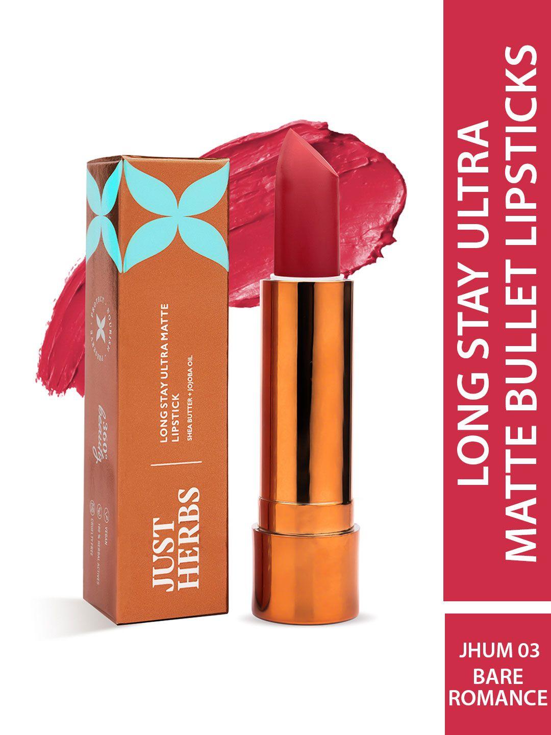 just herbs long stay ultra matte lipstick with shea butter 4g - bare romance 03