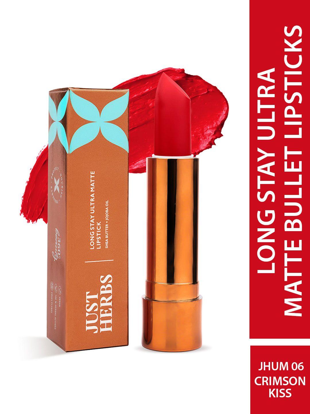 just herbs long stay ultra matte lipstick with shea butter 4g - crimson kiss 06