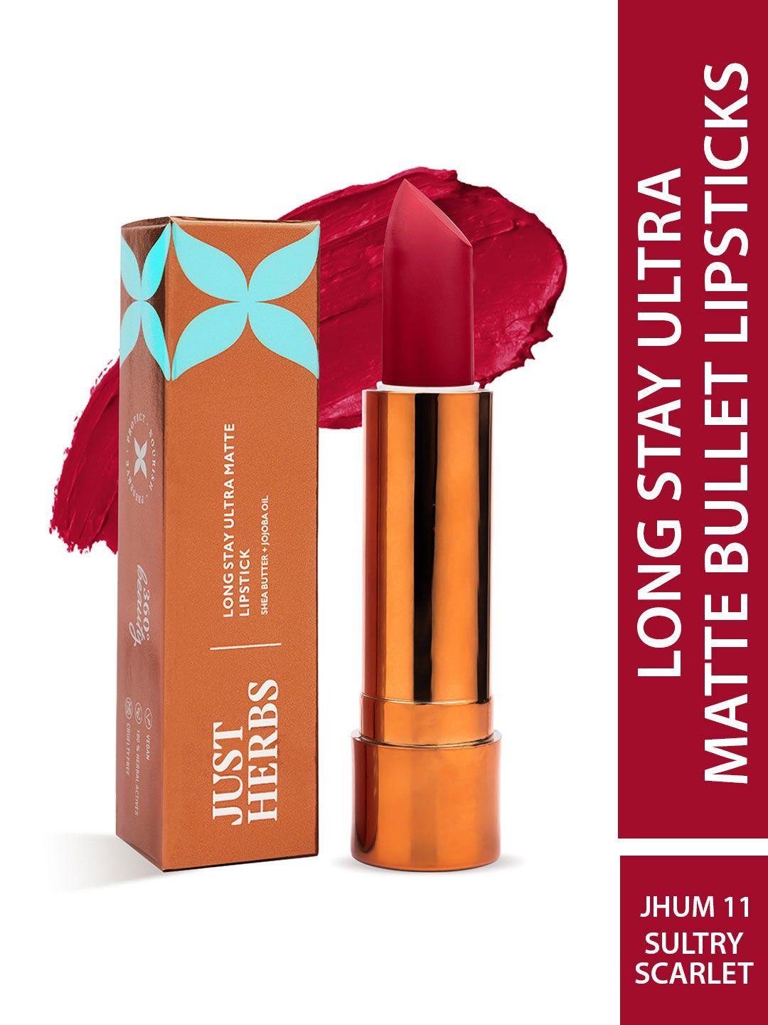 just herbs long stay ultra matte lipstick with shea butter 4g - sultry scarlet 11