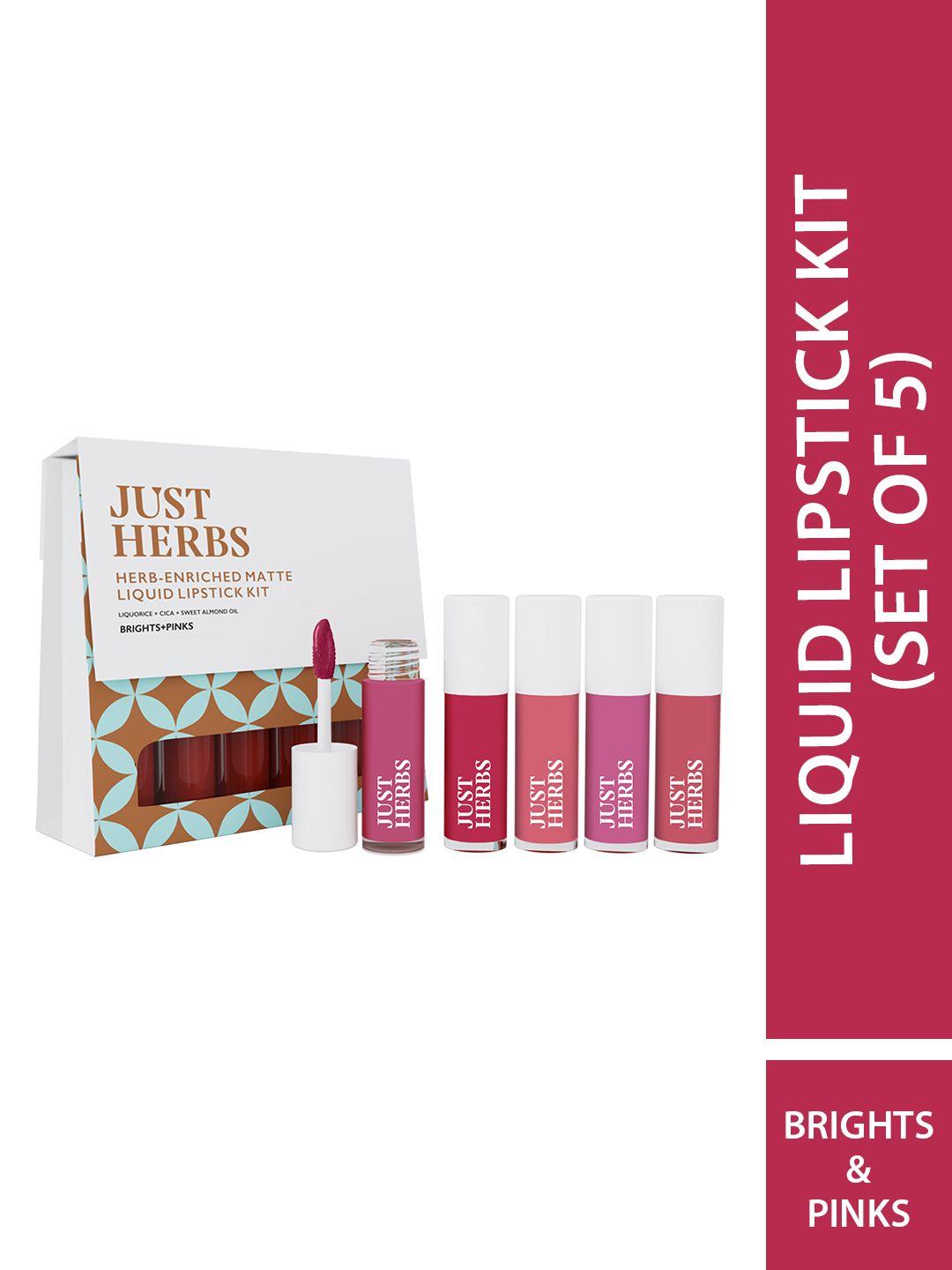 just herbs mini herb-enriched matte liquid lipstick kit - set of 5 - brights & pinks