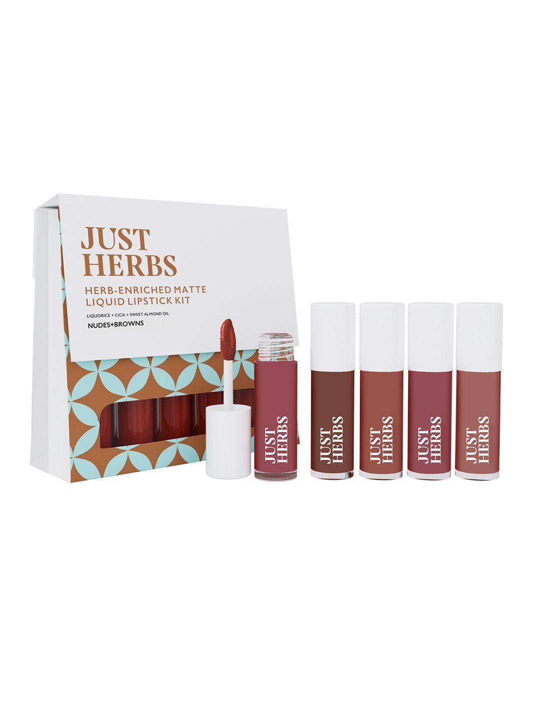 just herbs mini herb-enriched matte liquid lipstick kit - set of 5 - nudes & browns