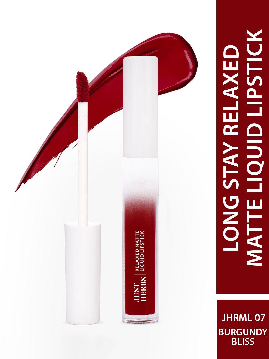 just herbs relaxed long lasting matte liquid lipstick 4ml - burgundy bliss 07