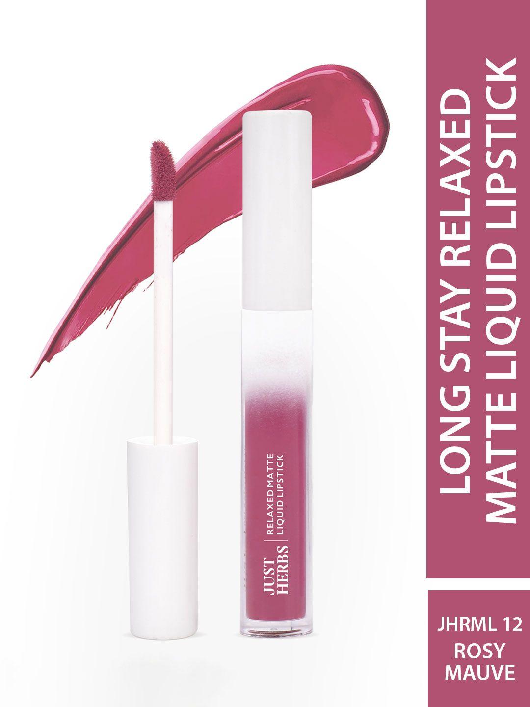 just herbs relaxed long lasting matte liquid lipstick 4ml - rosy mauve 12