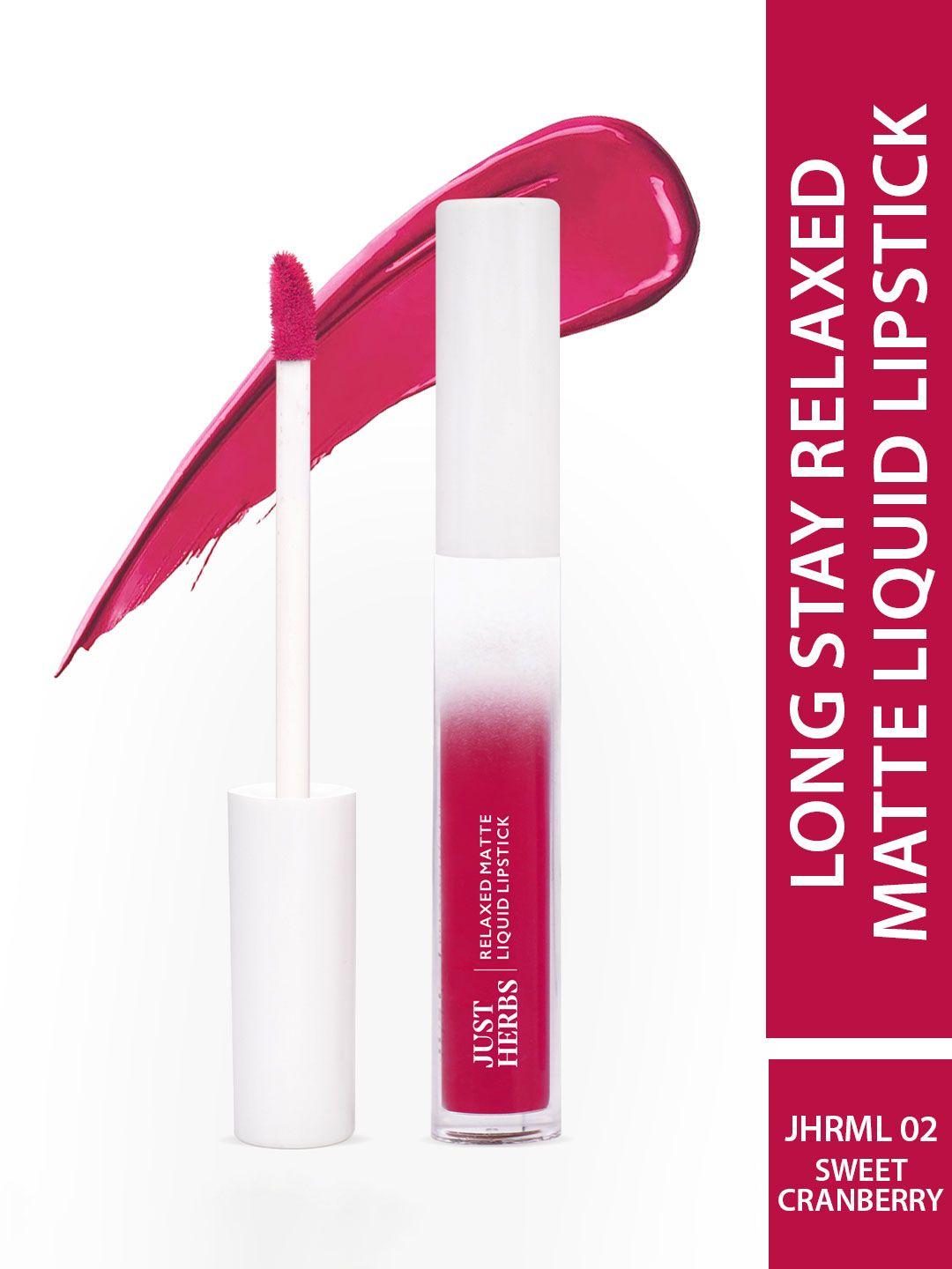 just herbs relaxed long lasting matte liquid lipstick 4ml - sweet cranberry 02