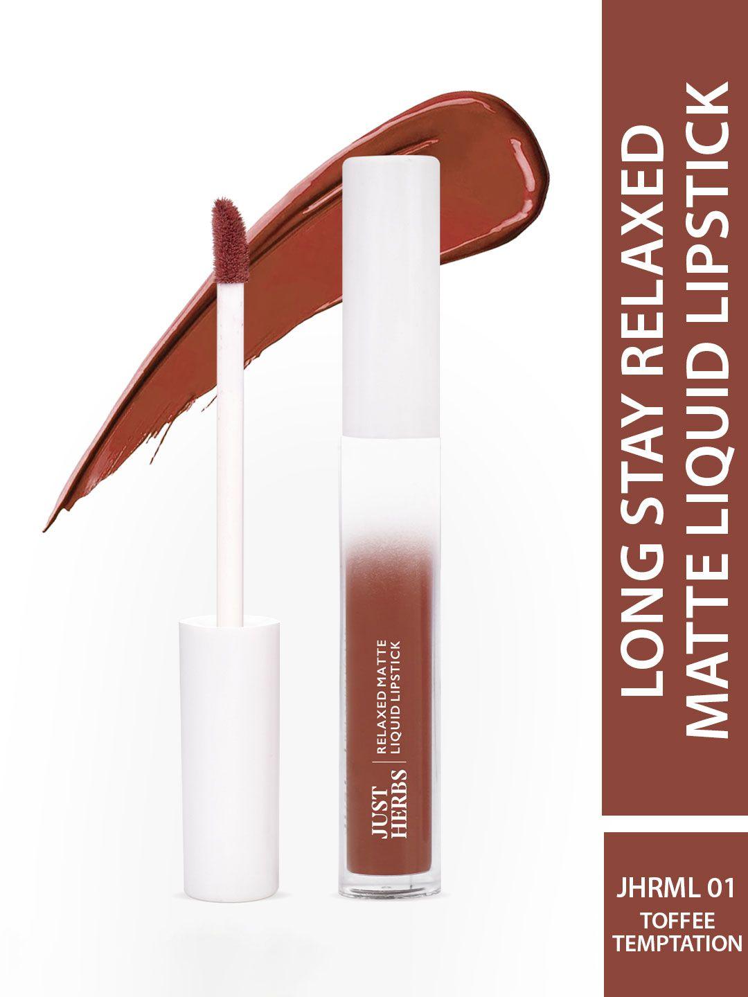 just herbs relaxed long lasting matte liquid lipstick 4ml - toffee temptation 01