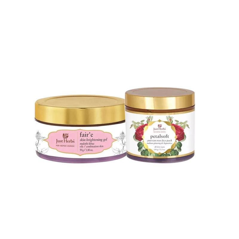 just herbs skin brightening and anti-tan kit for oily/combination skin