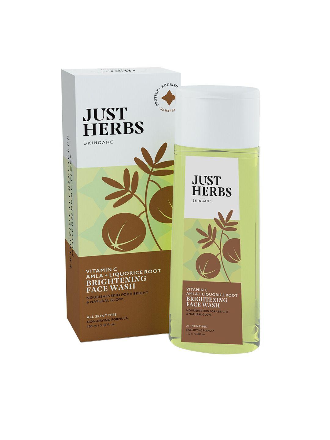 just herbs skin brightening vitamin-c facewash with amla & neem for pore cleansing 100ml