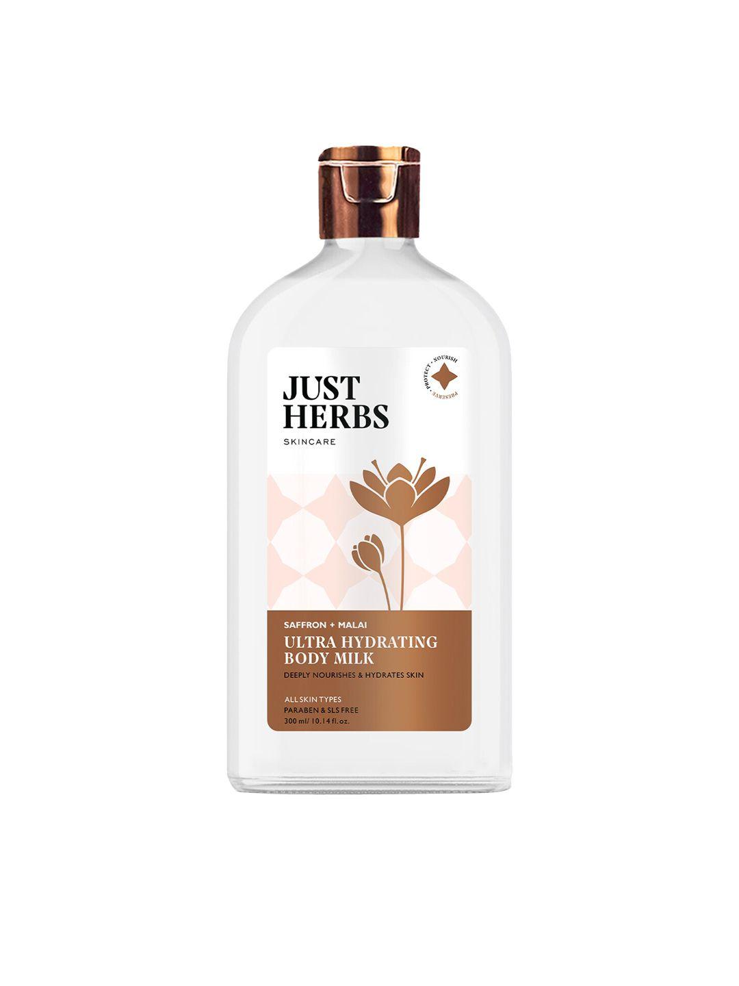 just herbs skincare ultra hydrating body milk lotion with saffron & malai - 300 ml