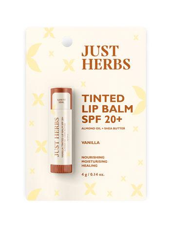 just herbs tinted lip balm for men and women for dry & chapped, 4 g (vanilla)
