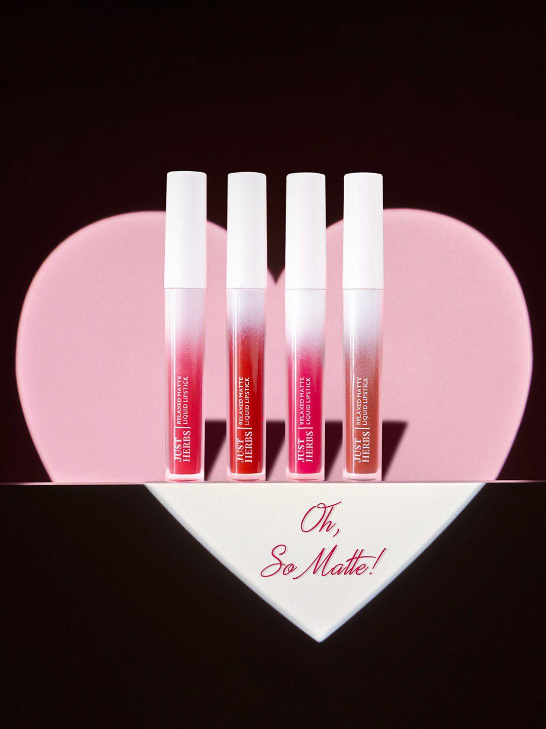 just herbs transfer proof long wear relaxed matte liquid lipstick 4ml - strawberry kiss 10