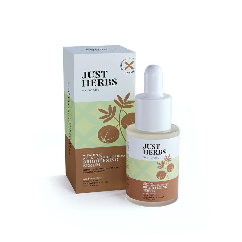 just herbs vitamin c amla + liquorice root brightening face serum