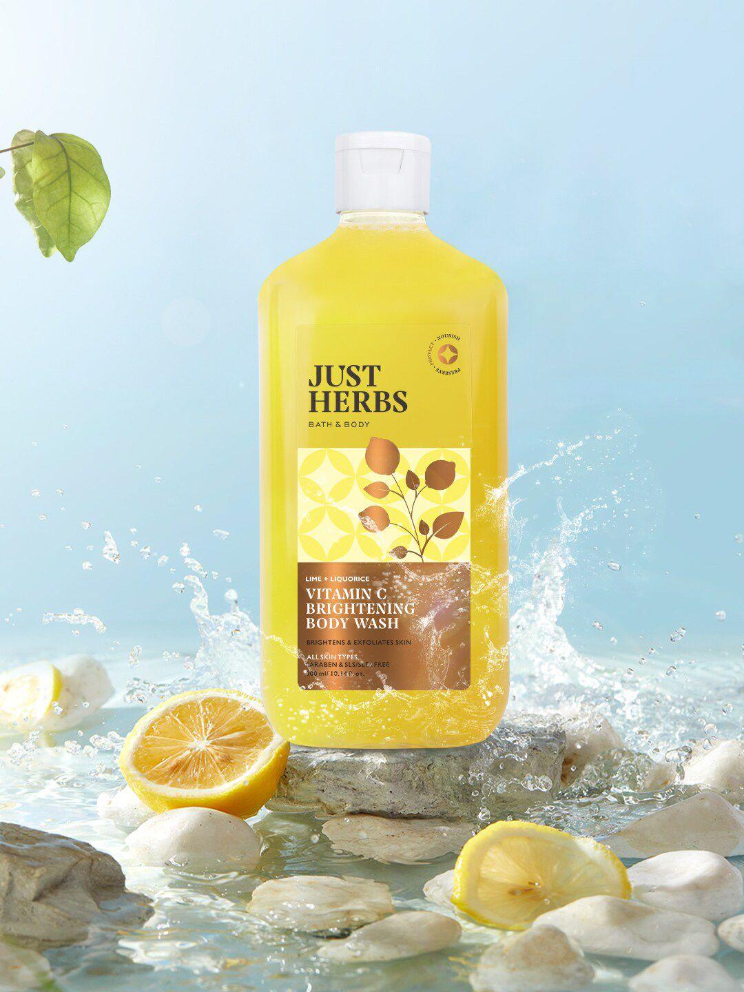 just herbs vitamin c brightening body wash with lime & liquorice - 300 ml