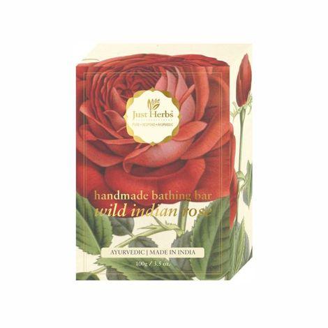 just herbs wild indian rose handmade bathing bar (100 g)