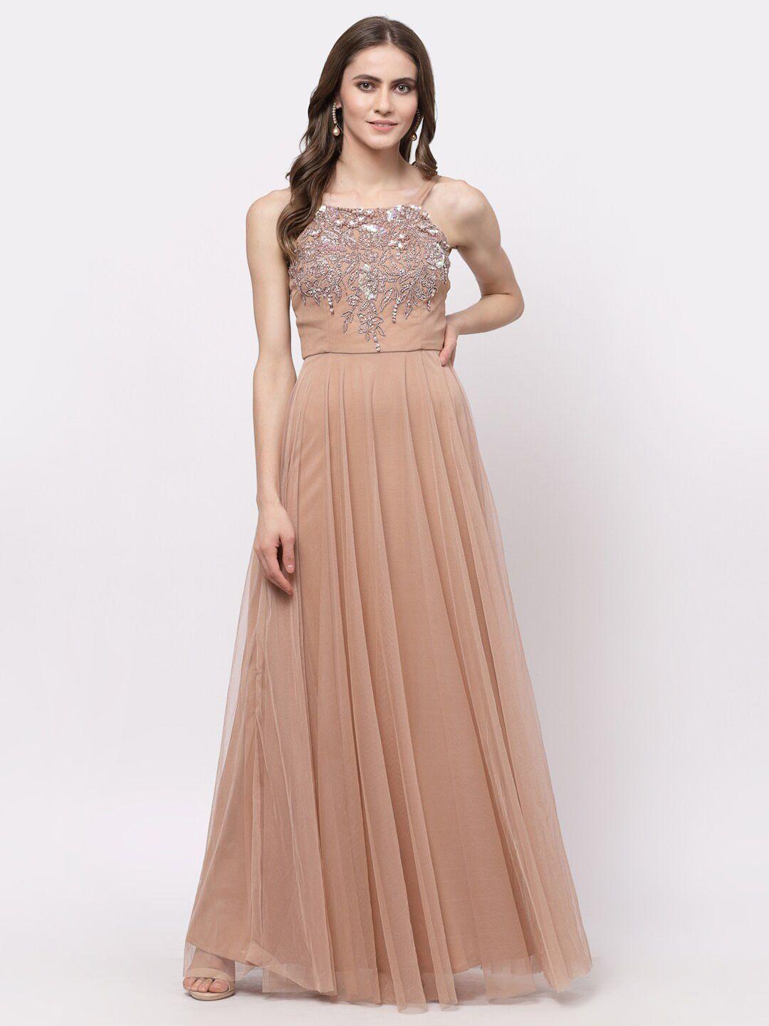 just wow  embellished net maxi dress