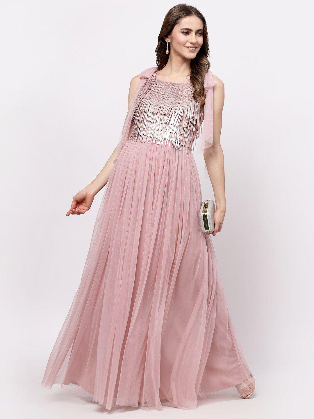 just wow embellished net maxi dress