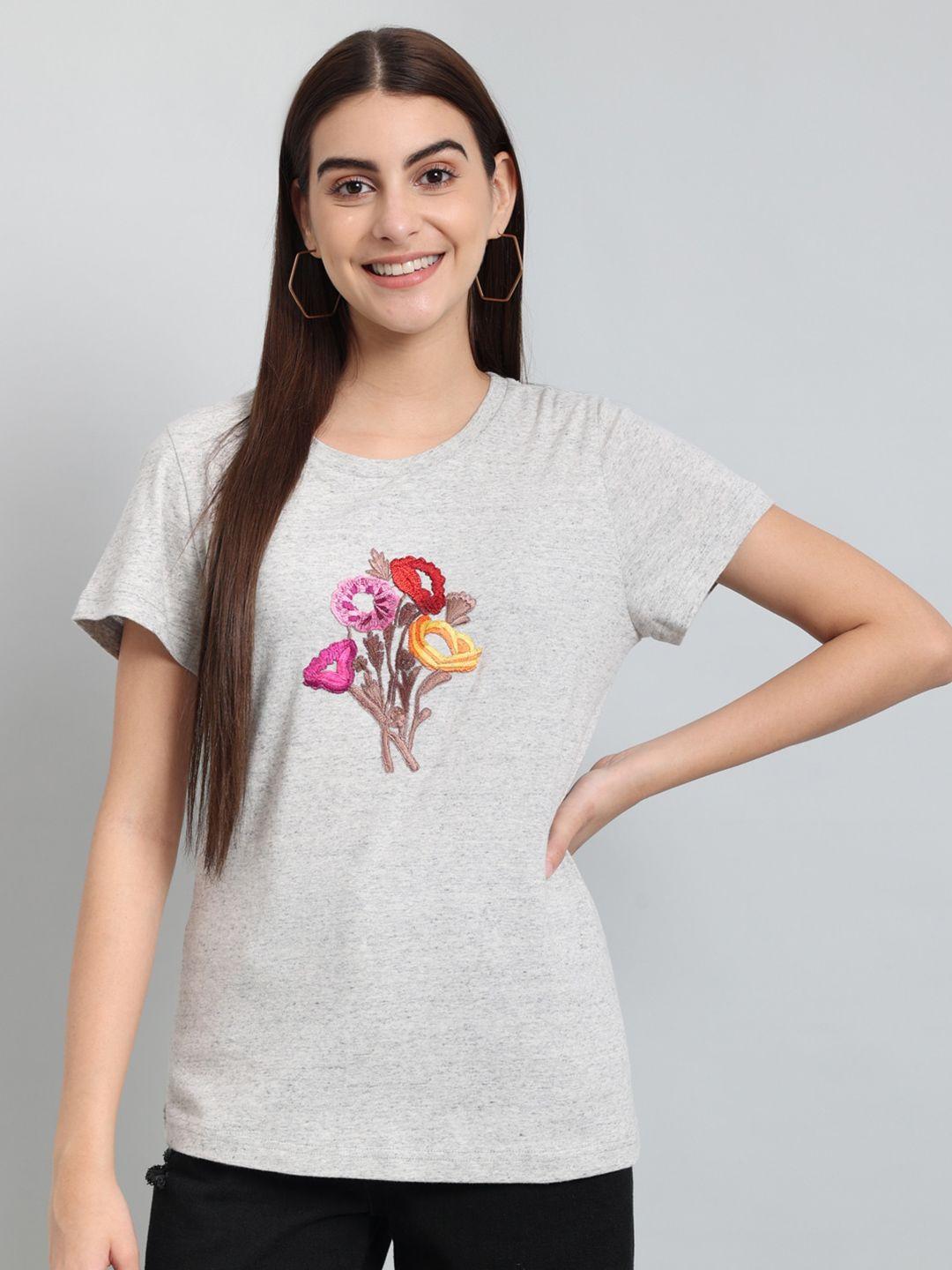 just wow embroidered detail cotton t-shirt