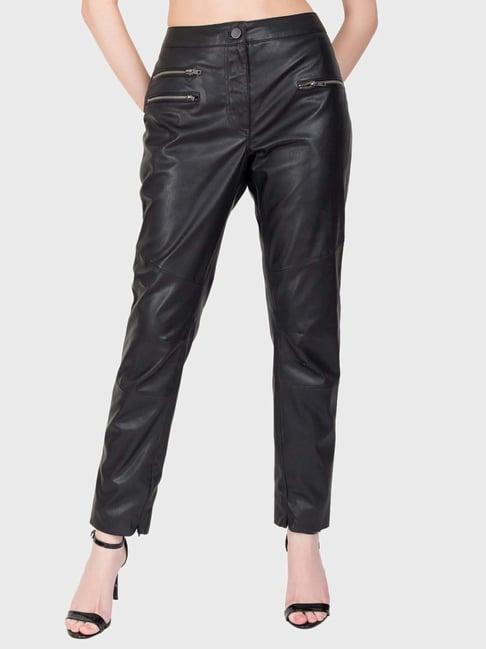 justanned black mid rise pants