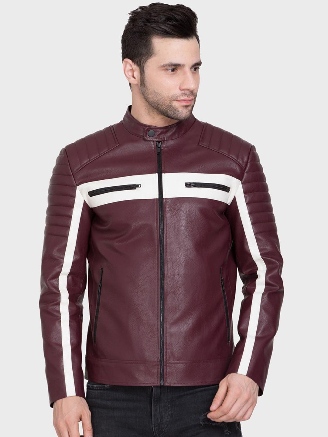 justanned colourblocked lightweight biker jacket
