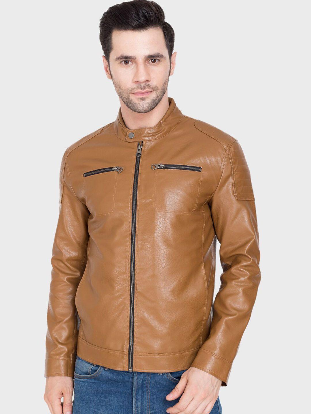 justanned men brown lightweight biker jacket