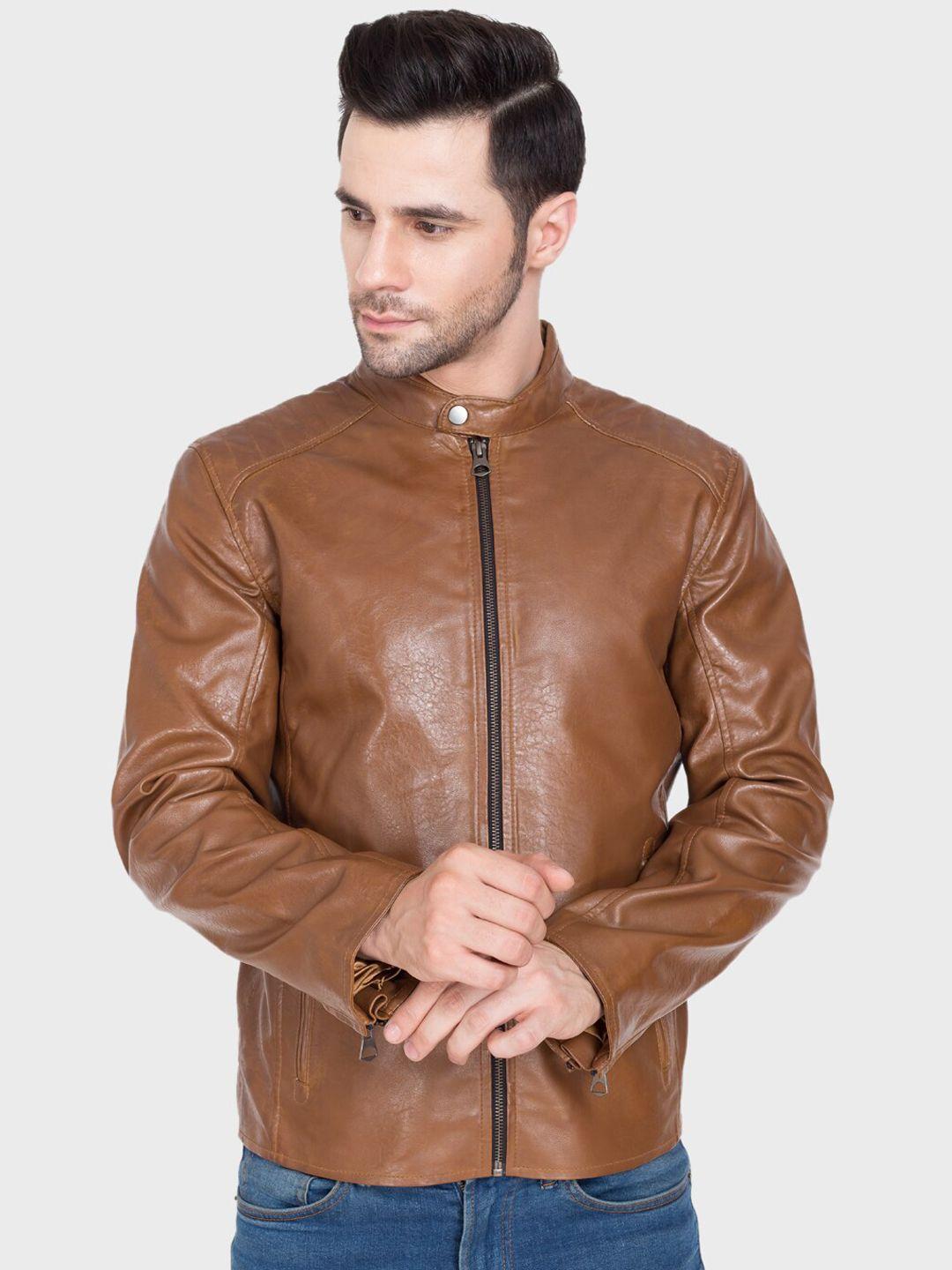 justanned men brown lightweight biker jacket
