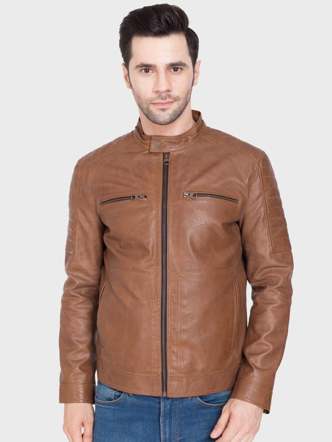 justanned men faux leather lightweight biker jacket