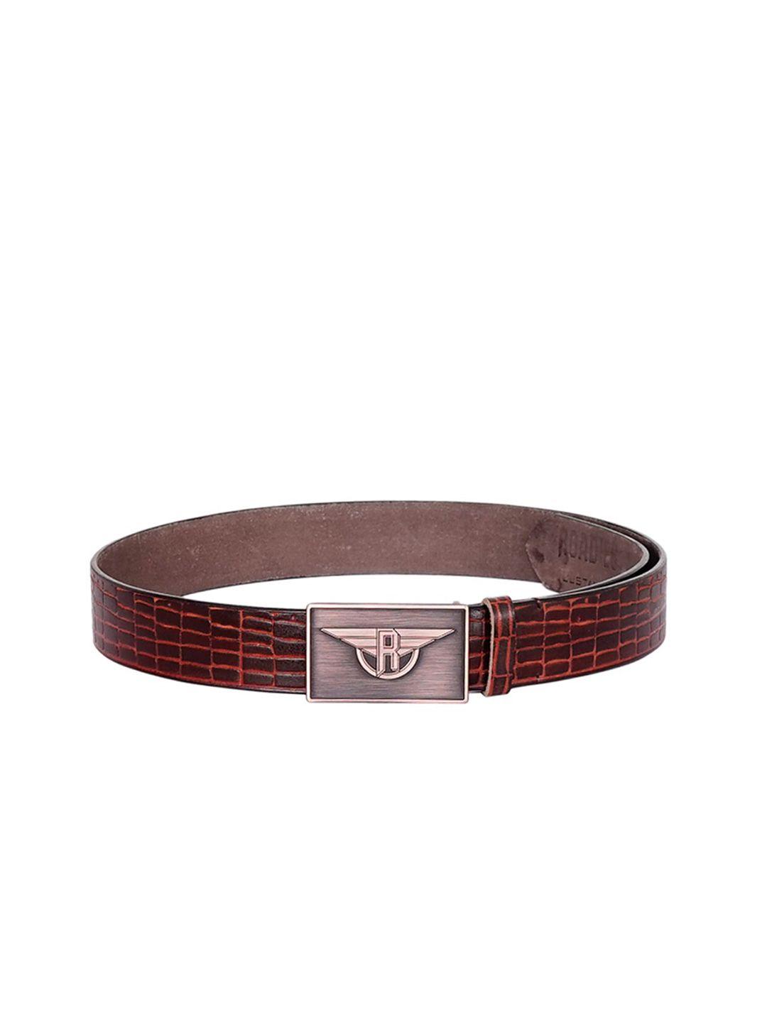 justanned men red textured casual leather belt