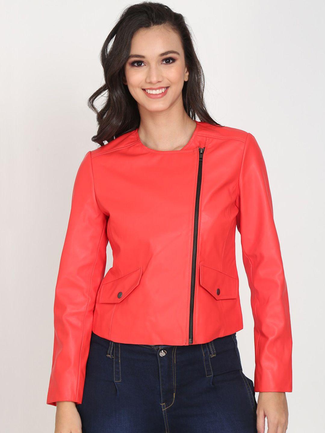 justanned women red crop outdoor tailored jacket